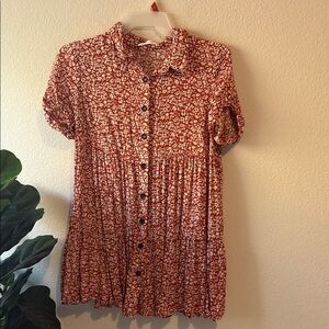 Ces Femme Rust Floral Mini Dress Large